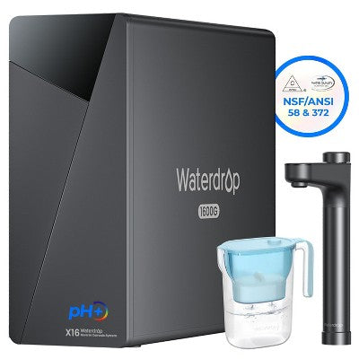 Waterdrop X16-Alkaline Tankless Reverse Osmosis System, NSF/ANSI 58 and 372 Certified, 1600 GPD, 11-Stage, Extra 1 Pitcher 7 Cup Capacity (Blue)