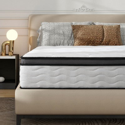 CAVINAS 10 Inch Queen Pocket Coils Innerspring Mattress, Modern Foam Bed Topper with Bamboo Fiber Cover for Pressure Relief