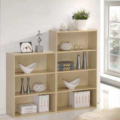 Furinno 4-Cube Open Bookshelf Home Decor Storage Organizer Sofa Side Display Shelf,Steam Beech