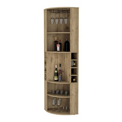 SEVOBAL Wine Racks Corner Bar Cabinet with Storage Shelves Integrated Wine Rack and Stemware Hanger for Home Decor, Yellow, 18.5"*18.5"*70.8"