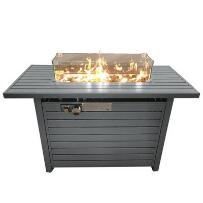 Mondawe 11" H x 42" L Alloy Steel Rectangular Propane Outdoor Patio Fire Pit Table