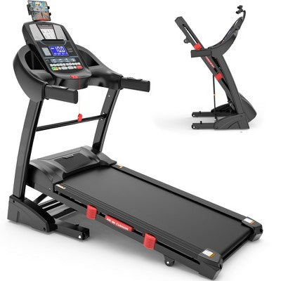 Folding Treadmill for Home, 4.5HP Motor, 15% Auto Incline, 10MPH, 71 Programs, Bluetooth APP, Shock-Absorbing Deck, 300LB Capacity, Knee Strap Gift