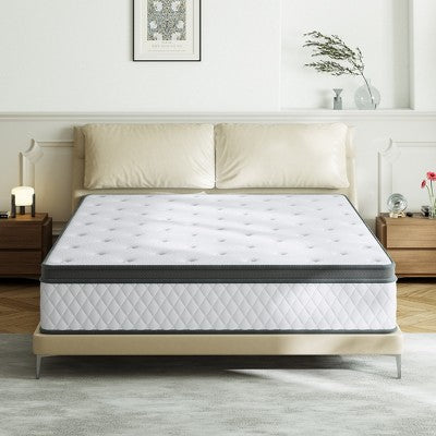 Swedrea Hybrid Mattress Breathable Medium Memory Foam Bed-in-a-Box White
