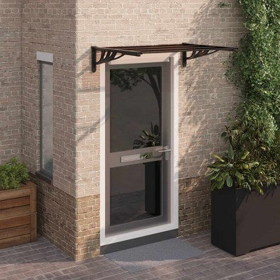 Aghana Digitals Black Polycarbonate Outdoor Door Canopy: UV Resistant, Durable Aluminum Frame, Easy