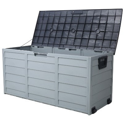 Gulches 75 Gallon All-Weather UV Resistant Resin Deck Box with Wheels & Handles - Outdoor Storage Bin for Patio Cushions, Garden Tools