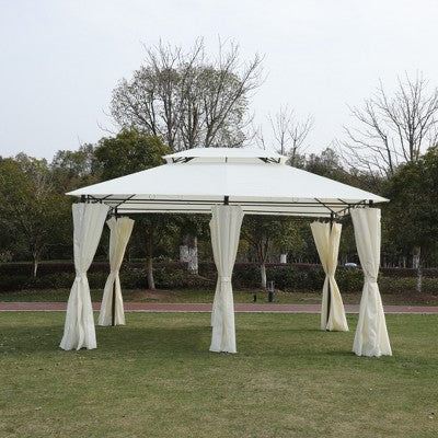 Sevobal Patio Umbrellas Outdoor Gazebo Canopy Tent With Ventilated Double Roof, Mosquito Net, Suitable for Backyard Garden, Beige, 120"*156"*108"