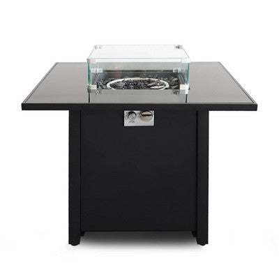 Mondawe 30 Inch Steel Black Outdoor Fireplace Propane Fire Pit for Outdoor Home Garden Backyard