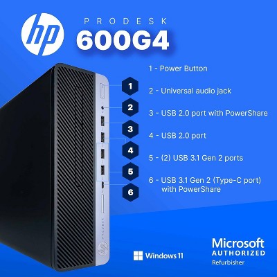Refurbished HP 600G4 PC Gaming Computer Bundle - 24" Periphio Gaming Monitor-RGB Keyboard, Speakers, & Mouse - 2K Webcam-Manufacturer Refurbished