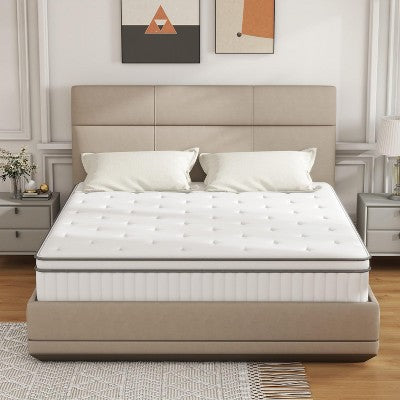 IULULU Mattress, Certified Safe Foam and Spring Hybrid Medium Firm Durable Support Mattress
