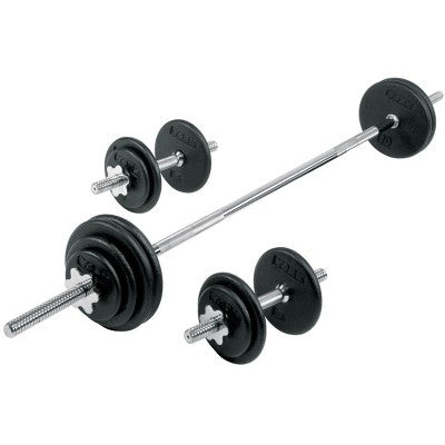 Pro Cast Iron Dumbbell and Barbell Spinlock Set Standard Weight Plates with Bar and Collars