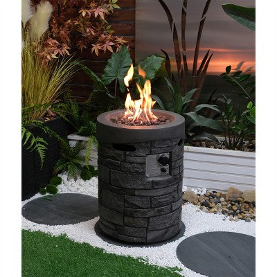 Racxily Diameter 20 Inch Round Outdoor Gas Fire Pit,Contain 2.5kg Lava Stone And Rainproof Cover, Suitable for Outdoor Garden