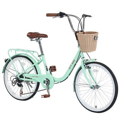 Gulches 7 Speed City Bike With Basket , Steel Frame,Multiple Colors 22 Inch Girls Bicycle