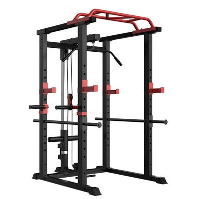 NAYSAYE Exercise Trainers Power Cage 1000LBS Capacity with Pullup and Squat Rack for Home Gym and Living Room Use, Black and Red, 55"*43"*86"