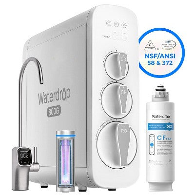 Waterdrop G3P800 Reverse Osmosis System,800 GPD,NSF/ANSI 42 & 58 & 372 Certified,3:1 Pure to Drain,Tankless,1 Extra G3-N1CF Filter