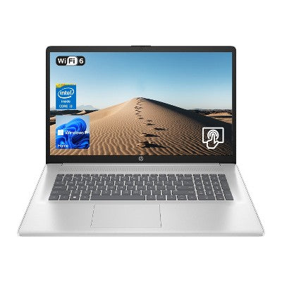 HP Essential 17-cn3403nr Laptop, 17.3" HD+ Touch, i3-N305, UHD Graphics, 8GB RAM, 128GB eMMC + 512GB SSD, Wi-Fi 6, Win 11 Pro, Silver