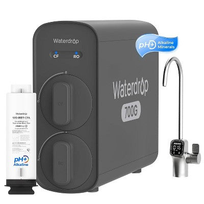 Waterdrop G5P700A Alkaline Mineral pH+ Reverse Osmosis System NSF/ANSI 372 Certified, 700GPD 8-Stage Smart LED Faucet, Extra 1 G5P700A-CF Filter