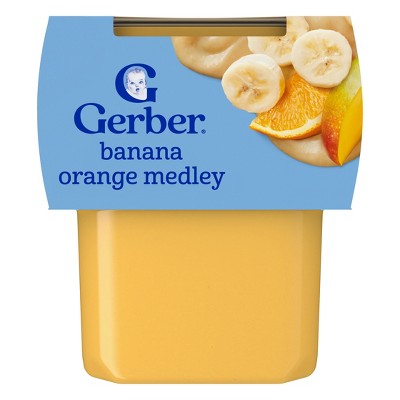 Gerber Baby Food Stage 2 Banana Orange Medley Puree Tub - 4oz/2ct