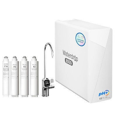 Waterdrop X8-Alkaline UnderSink Reverse Osmosis System NSF/ANSI Certified,, 800 GPD, 10-Stage Filtration, Extra 3 F2 and 1 F1A Filters, 2-Year Supply