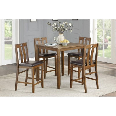 5-Piece Counter Height Dining Set with Square Table and 4 Upholstered Chairs