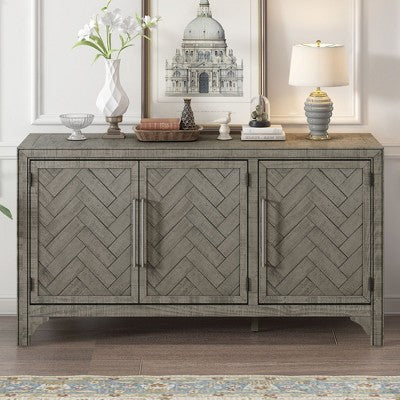 TUYOHW Pine Veneer Kitchen Storage Sideboard,Buffet Server Cabinet with Adjustable Shelves,Console Table for Living Room,Entryway,Study Room