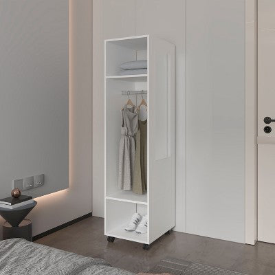 Kumasinova Wardrobe Closet,Bedroom Armoires with Mirror and Wheels,Open Storage,Wardrobe for Small Bedrooms,Dressing Room,Entryway,Tight Spaces