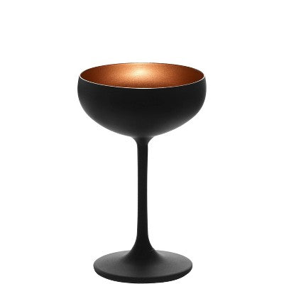 Set of 6 Olympia 7.75oz Saucers Black/Bronze - Stolzle Lausitz