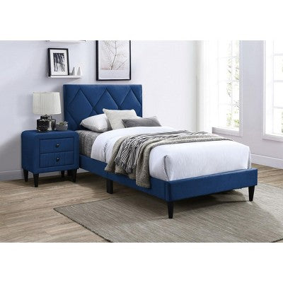 Okak Platform Bed Frame with Velvet Upholstered Bedroom Furniture with Adjustable Headboard for Youth Wood Slats No Box Spring Needed