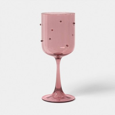 14.5 fl oz Wine Glass Pink with Red Dots - Threshold™