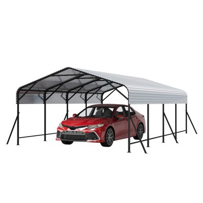 13x20FT Heavy Duty Carport, Metal Carport with Reinforced Frame and Base for All Weather, Metal Garage for Rucks, Boats, Tractors or Party