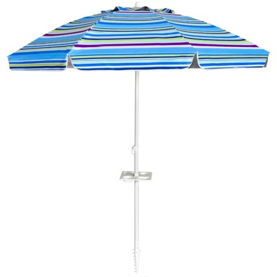 7.2' x 7.2' Portable Sunshade Beach Umbrella with Sand Anchor and Carry Bag - Wellfor