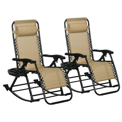 Okak 2PCS Outdoor Portable Chair with Cup & Phone Holder, Collapsible Chair with Folding Legs, Beach Chair for Garden, Backyard