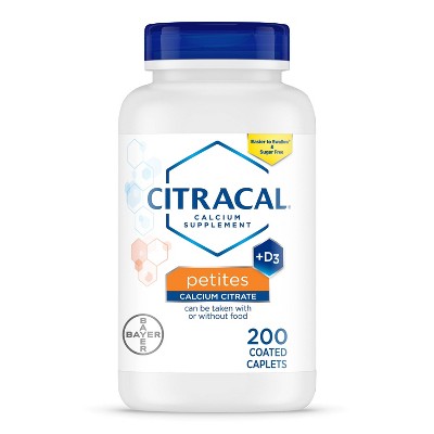 Citracal Petites Calcium Supplement with Vitamin D3, Dietary Supplement for Bone Health Support Coated Caplets - 200ct