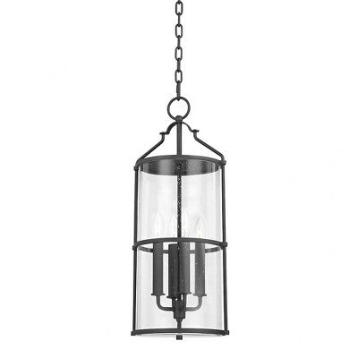 Troy Lighting Burbank 4 - Light Pendant in Black Clear Seeded Shade