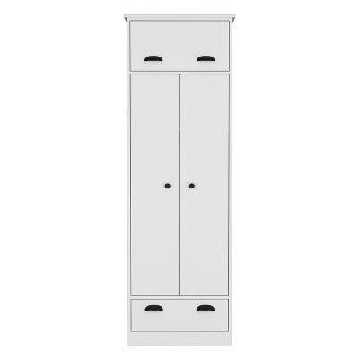 Tiramisubest 70" H Armoire Wardrobe, Armoire with Multiple Storage & Mdf Accents with 1-Drawer, 2-Doors,and Hanging Rod,White