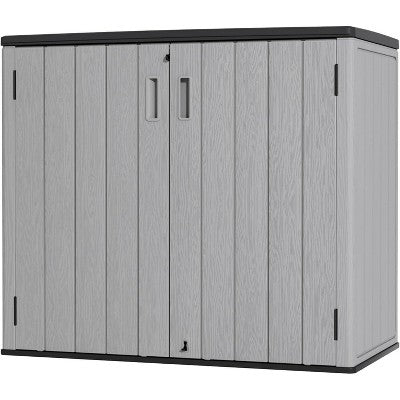 Waterproof Outdoor Storage Box with Lock, 37 cu ft Large Resin Cabinet for Garage, Patio, and Backyard Organization in Light Gray