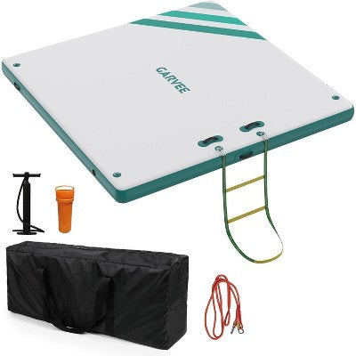 Acekool Inflatable Floating Dock, Non-Slip Swim Platform for Lake, Ocean & Beach, Spacious Island Raft with Ladder & D-Rings