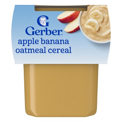 Gerber Baby Food Stage 2 Apple Banana with Oatmeal Cereal Puree Tub - 2ct/8oz