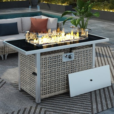 YOOCOZZ Patio Furniture Set, Conversation Set with Water Resistant Grey Thick Cushions and Coffee Table
