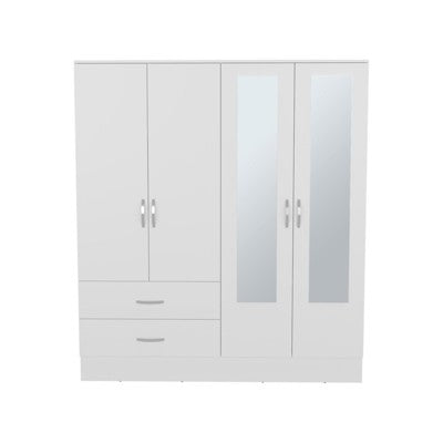 SEVOBAL Armoires 160 Armoire with Six Shelves Two Drawers Two Full Length Mirrors for Bedroom Storage, White, 19.4"*63"*70.8"