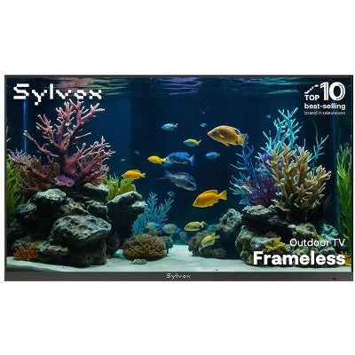 SYLVOX Frameless Partial Sun Outdoor Smart TV, 43" Google TV with Dobly Atmos, 4K 1000nits IP56 All Waterproof TV for Patio(Frameless Latest NEW)