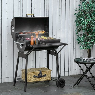 CAVINAS 30" Barrel Camping Grill Portable Charcoal Grills Durable Flat Grills Outdoor Cooking for Outdoor Camping