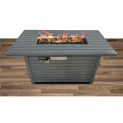 Living Source International 25'' H x 42'' W Steel Outdoor Fire Pit Table with Lid (Gray)