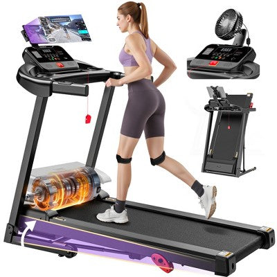 7.5MPH Treadmill for Home Use, Folding Incline Treadmill with APP Control, 350lbs Capacity, 3.0HP Brushless Motor, Home & Office