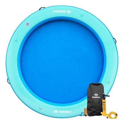 SOLSTICE Circular Inflatable Mesh Dock Platform for Lake, Boat, Pool, Ocean, for Adults, Kids, and Pet Dogs Up to 6 People, Water Mat Swim Raft, 8'