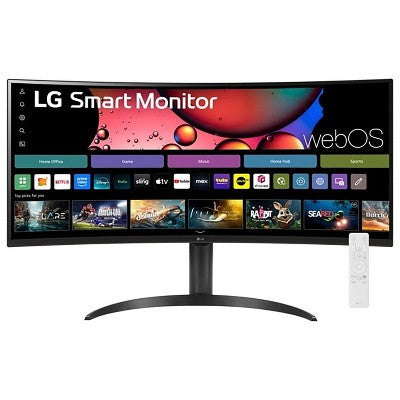 LG 34 Inch Smart Monitor WQHD 1440P Curved Screen 100Hz Adjustable Stand