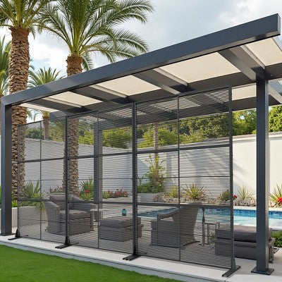 72"H Black 3-Panel Woven Room Divider Decorative Metal Privacy Screen Garden Arbor Freestanding Patio Trellis