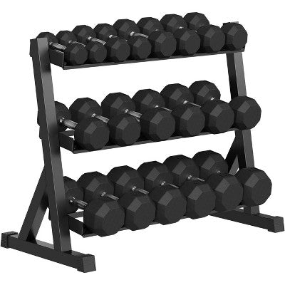 Hex Dumbbell Sets with Rack, 60-550lb Rubber Coated Dumbbell Weight Set and Storage Rack, Multiple Options Hand Weights for Strength Training
