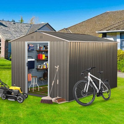 Kumasinova Outdoor Metal Storage Shed with Lockable Doors for Backyard Garden,Patio