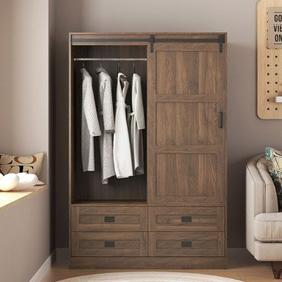 Hrinhom 70.9"H Armoire Wardrobe Closet,Storage Cabinet with Hanging Rod