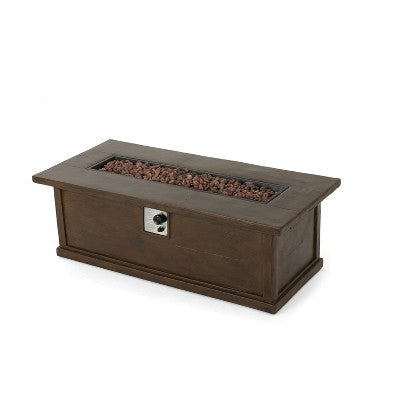 GDFStudio Lecanto Outdoor 50,000 BTU Lightweight Concrete Rectangular Fire Pit